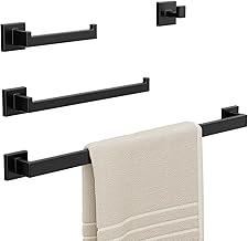 Kit Acessórios Banheiro Luxo 4 Peças Inox Porta Toalhas Toalheiro Banheiro Design Moderno e Durável Preto