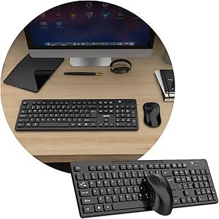 Kit Teclado Mouse Sem Fio, Wireless, Alcance de 10 metros, ABNT2 Brasileiro, Compatível com PC, Notebook, Vídeo Game, TV (Preto)