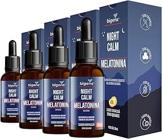 Night Calm Melatonina em gotas sublingual, sabor maracujá, Biogens, Kit 4x 30 mL