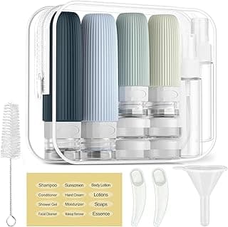 Kit Viagem 16 Peças, Frascos de Silicone à Prova de Vazamento, Aprovado para Avião, Frascos Refiláveis para Shampoo, Condicionador e Loção, Inclui Necessaire, Funil e Etiquetas (Cinza) com 11.22% de desconto por R$ 94,99 na amazon