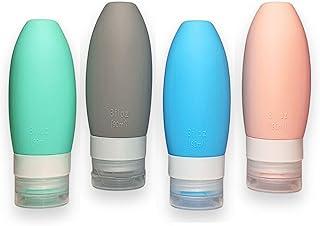 Kit Viagem 4 Frascos de Silicone, Porta Shampoo Viagem 90ml, Dispenser de Silicone, Pote para Shampoo, Condicionador, Máscara, Creme, Loção Corporal, Sabonete Líquido, AVIBES