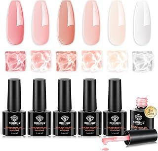 modelones Gel Builder Nail Para Unhas, 6 Cores Gel Builder 8 Em Um, Jelly Nude Sheer Pink Gel Duro Builder Nail Polish Apex Building Nail Strengthener Extension Gel Led Nail Lamp Base De Cor Curada