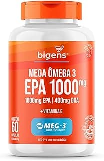 Mega Omega 3, EPA 1000mg - DHA 400mg, com vitamina E, Certificado Meg-3, 60 cápsulas, Biogens (UNIDADE)