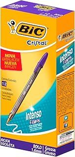 Caneta Esferográfica 1.6mm, BIC , Cristal Intenso Fashion, Roxa, 12 Unidades