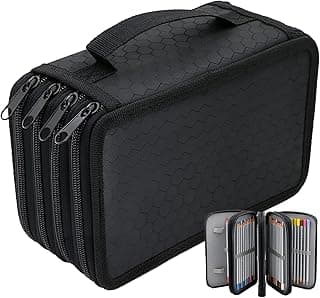 Estojo Escolar, Organizador Com 4 Divisórias, Alça De Transporte, Para 72 Canetas Ou Lápis, Zíper, Versátil E Resistente Infantil/Adulto (Preto) com 10% de desconto por R$ 30,51 na amazon