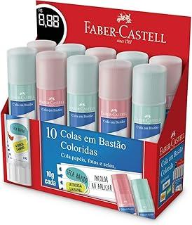 Cola em Bastao Colorida 10G, Faber-Castell, OF/8110COLORS, Multicor, pacote de 10