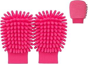 Kit 2 Luvas de Microfibra Automotiva com Tentáculos – Alta Absorção, Dupla Camada, Limpeza Sem Arranhar, Reutilizável e Macia (2, Rosa, Unic)