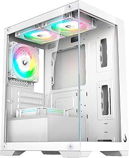 Gabinete Gamer Rise Mode Crystal Glass, Mid Tower, Vidro Temperado, USB 2.0 e 3.0, Branco