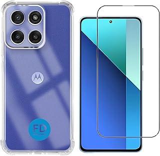 Kit Capa Capinha Anti-Impacto Premium Transparente + Película de Cerâmica 9D ou de Privacidade 9D para Motorola Moto G15 - FD Acessórios. (Capa + Película Cerâmica 9D)