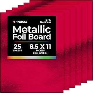 Hygloss Folhas de cartolina metálicas – 25 folhas vermelhas brilhantes, 21,6 cm x 28 cm – Resistente 10 pt. – Papel de papelão metálico para artesanato, álbuns, pôsteres e decorações