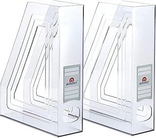 Acrimet Porta Revistas Classic Line – Organizador para Estantes, Armários e Prateleiras, Cristal Transparente, 2 Peças, 277.2
