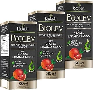 Kit 3 BioLev Extrato de Laranja Moro e Cromo em Gotas 30mL Aroma Natural de Chá Verde, Suplemento Nutricional Bioklein