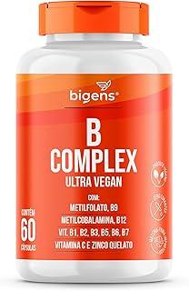 Vitaminas do Complexo B, Vegano, MetilFolato, Metil B12, B1, B2, B3, B5, B6, B7, C, Zinco, 60 capsulas, Bigens