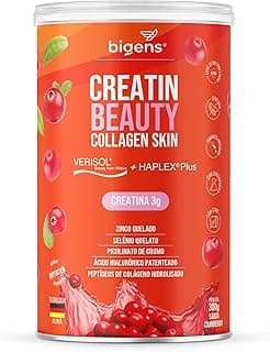 Creatin Beauty Collagen Skin, 3g de Creatina, Peptídeos de colágeno Verisol + Ácido Hialurônico Haplex Plus, 300g, Sabor Cranberry, Bigens