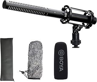 BOYA Microfone XLR, microfone espingarda BY-BM6060 com microfone de para-brisa de montagem em choque para câmera DSLR externa, condensador externo, microfones profissionais para entrevista