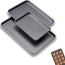 Kit 3 Assadeira Antiaderente,Jogo de Assadeira,Bandeja de Forno Profissional, Saudável e Atóxica, Superfície Espelhada Resistente à Ferrugem, Fácil de Limpar, Lavável em Máquina de Lavar Louça