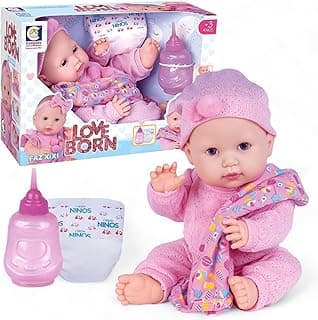 Boneca Reborn Love Born Faz Xixi com Mamadeira, Fralda e Mantinha – Olhos que Abrem e Fecham – Brinquedo Educativo Realista para Crianças com 28.05% de desconto por R$ 94,90 na amazon