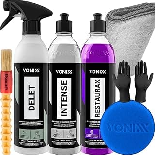 Kit Vonixx Limpeza Automotiva Limpador de Pneus Delet restaurador de plasticos Intense Restaurax revitalizador de plasticos externo com 10% de desconto por R$ 134,94 na amazon