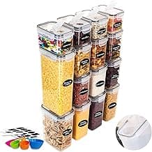 Potes Tampa Hermético Porta Alimentos Mantimentos Armário Cozinha (Kit 15-Versão) com 15% de desconto por R$ 110,49 na amazon