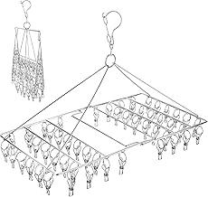 Suporte para Secador de Meias Dobrável com 52 Estacas, Rack de Secagem Giratório de Aço Inoxidável Gancho à Prova de Vento para Meia, Roupa Íntima, Lingerie, Lençol e Todos os Itens Pequenos