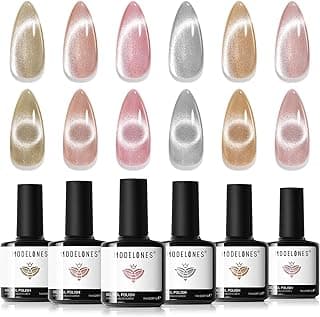 Modelones Conjunto de esmaltes em gel olho de gato - 6 cores holográficas com ímã (inclui rosa nude Galaxy Sparkle), efeito glitter magnético, kit LED Soak Off para nail art - Presente profissional para salão ou uso pessoal com 10% de desconto por R$ 71,09 na amazon