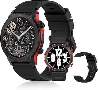 PEJE Relógio Smartwatch com Pulseira Extra - Tela AMOLED 1.43" Tela Full Touch, À Prova d'Água IP68, Faz/Recebe Chamadas,Notificações, 123+ Esportes, Assistente por Voz IA, iOS/Android (Preto)