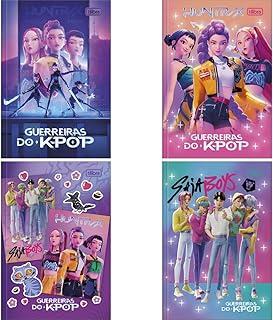 Kit de Cadernos, Tilibra, Brochura, 1/4, Capa Dura, Guerreiras do K-Pop, 80 Folhas, Pacote com 5