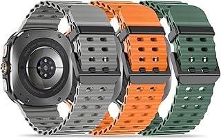 Laband Pacote com 3 pulseiras de silicone esportivo macio compatíveis com Samsung Galaxy Watch Ultra de 47 mm, pulseiras de substituição ajustáveis para Galaxy Watch Ultra de 47 mm, mulheres e homens