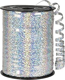 Fitilho Metalizado Holográfico 200m para Decoração de Festas, Presentes e Balões – Cores Vibrantes, Brilho Intenso, Resistente e Versátil (PRATA)