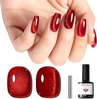 Modelones Esmalte em gel olho de gato, 15 ml Esmalte vermelho brilhante 9D Magnético Borgonha Vermelho Brilhante Esmalte de vidro sangrento Refletivo Translúcido UV Ge Art DIY Salão LGBT Presente para meninas e mulheres