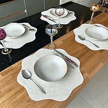 Jogo Americano Redondo Sisal, 8 Peças com Porta Copos, Marfim Bege, para Mesa Posta