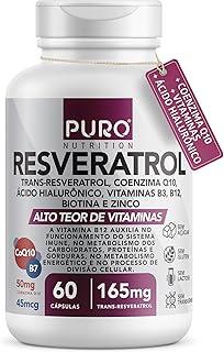 Resveratrol Trans 165 mg Puro Nutrition + Coenzima Q10, Ácido Hialurônico