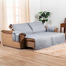 Protetor de Sofá Retrátil 2 Lugares 2,40m x 2,40m Impermeável | Capa Protetora com Bolso Lateral | Proteção para Sofá Contra Manchas, Pets e Crianças | Lavável e Resistente (Cinza)