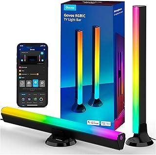 Barras de Luz LED Smart para TV 45-70 polegadas, RGBIC TV Light Bars H6046, App Home, Wi-Fi/Bluetooth, Sincronização com Música, Controle por Voz al3x4 e Go0gl3, Kit 2 Unidades com Suportes