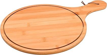 Mimo Style, Tábua de Bambu Gourmet Redonda com Alça Ecokitchen 43,7cm - Marrom