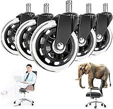 Kit 5 Rodas para Cadeira de Escritório,Rodízios de Borracha Antirrisco Pino Padrão,Rodinhas Silenciosas para Todos Pisos,Protege Madeira e Carpete