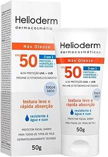 Protetor Solar Facial Helioderm FPS 50 Oil Free, 50g, Toque Seco, Pele Oleosa, Alta Proteção UVA/UVB, Textura Leve