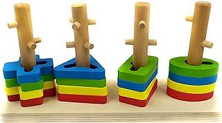 Brinquedo Educativo Pirâmides Formas Geométricas 17 Peças