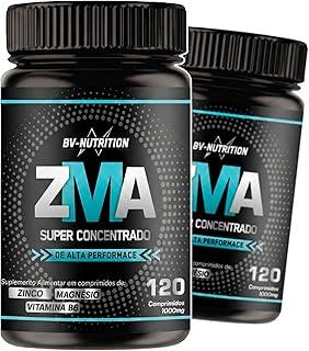 Kit 2x Zma Super Concentrado Zinco Bisglicinato, Óxido e hidróxido de Magnésio Vitamina B6 Piridoxina 120 Comprimidos Rende 60 Doses Suplemento Alimentar Desempenho - BV Nutrition