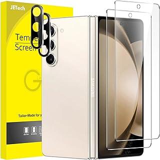 JETech Película de Vidro Temperado Frontal para Samsung Galaxy Z Fold 5 com Protetor Lente Câmera, Protetor de Tela 9H, Anti-Riscos, HD Claro, Pacote com 2 Cada