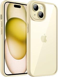 JETech Capa para iPhone 15 6,1 Polegadas, Capinha Protetora de Telefone à Prova de Choque, Moldura de TPU Fosca de Cor Sólida, Case para Parte Traseira Transparente Antiarranhões (Amarelo)