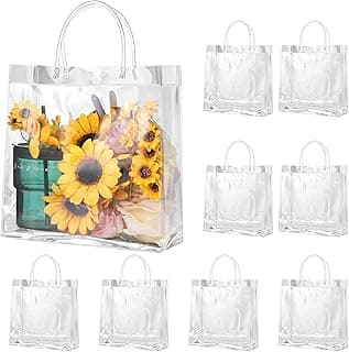 50 Sacola de Presente de PláStico Transparente com AlçA, Sacola de Presente de PláStico de Pvc ReutilizáVel para Festas e Eventos (Transparente, 20X20X8Cm) com 10% de desconto por R$ 152,10 na amazon