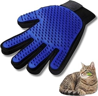 Luva Escova Tira Pelos para Cães e Gatos Nano Magnética Azul – Remove Pelos Soltos, Massageia e Limpa com Facilidade – Material em Borracha Resistente