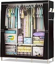 Guarda-Roupa Dobrável 3 Portas Portátil Multiuso com Cabideiro e Sapateira – Armário Organizador Impermeável, Fechamento com Zíper, Resistente e Fácil de Montar (Preto)