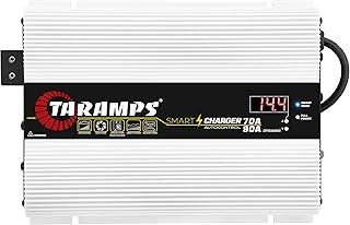 Taramps Fonte Automotiva 70 a 90 Amperes Smart Charger 70A Carregador De Baterias Inteligente Bivolt automático 127/220V AC com voltímetro tensão de saída 12,6V 13,8V e 14,4V