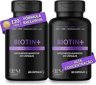 Biotina+ 120 Capsulas Ellym Nutrition Pele Cabelo e Unhas 100% Biotina MSM Acido Hialuronico Vitaminas B1 B2 B3 B5 B6 B12