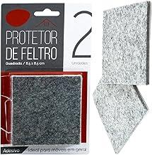 Kit 2 Protetores de Feltro Autoadesivos 8,5cm x 8,5cm Quadrado Para Pés de Móveis Portas e Quadros Anti-Risco e Anti-Deslizante