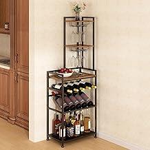 Estante para Vinho, Rack de Vinho de Canto com 6 Níveis, Porta Garrafas com Suporte para Copos e Armazenamento Extra para Bar, Sala de Estar e Jantar