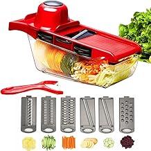 Mandolin Profissional Vermelho Fatiador 6 em 1 com Descascador Incluso Mandoline Profissional Cortador Slicer de Legumes Vegetais e Frutas | Premium InoVibes