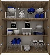 Kit Organizador P/Cozinha E Armário Prateleiras Aramado 7 Peças (Branco)
